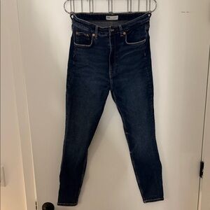 Zara High Rise Deep Blue Jeans